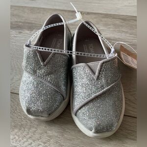TOMS Kids Shimmering Silver Dress Shoes